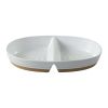 Better Homes & Gardens Abbott Exposed Clay Stoneware Divided Serving Tray, White Speckled, Oval